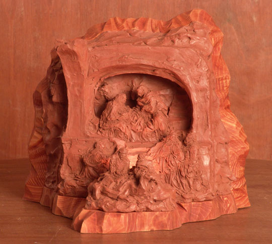 Tradiční betlém z pálené hlíny -	25 x 25 x 20 cm